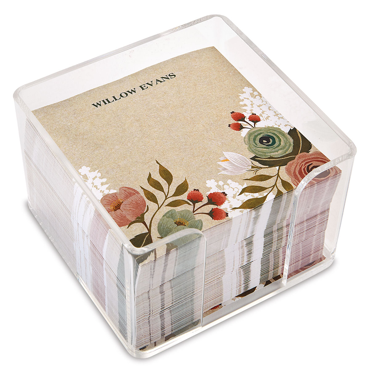 Kraft Floral Note Sheets in a Cube | Fine Stationery
