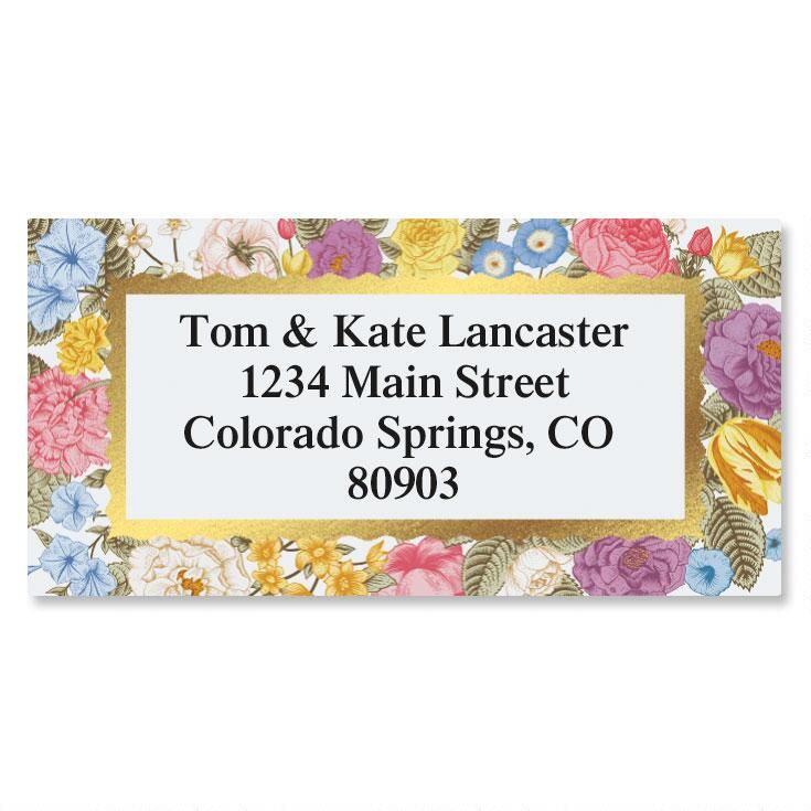 Floral Gold Foil Border Custom Address Labels Fine Stationery