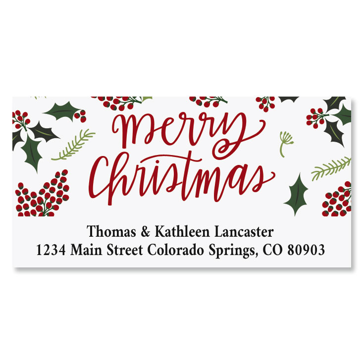 Berry Border Deluxe Christmas Custom Address Labels