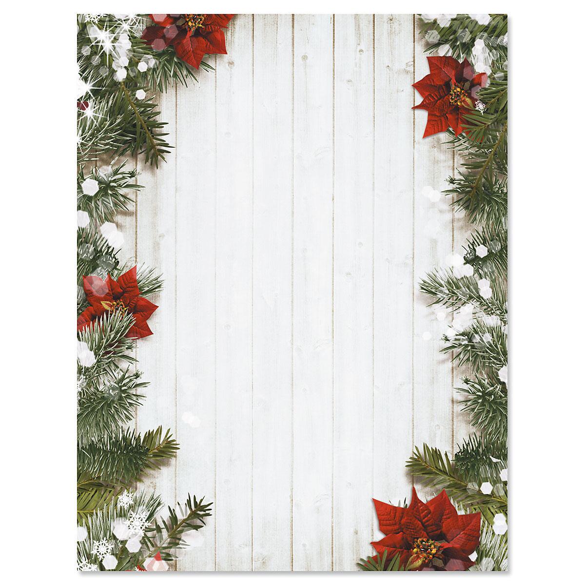 Christmas Stationery Paper - 60 Sheets Holiday Letter Paper 8.5 X 11, Pine & Wood Design - View #4